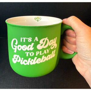 “It's A Good Day to Play Pickelball” Double-Sided Green/White Oversized Mug